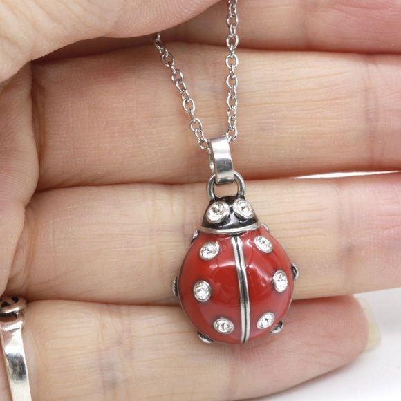 Ladybug Stainless Steel Crystals Pendant in Pouch - Picture 2 of 6